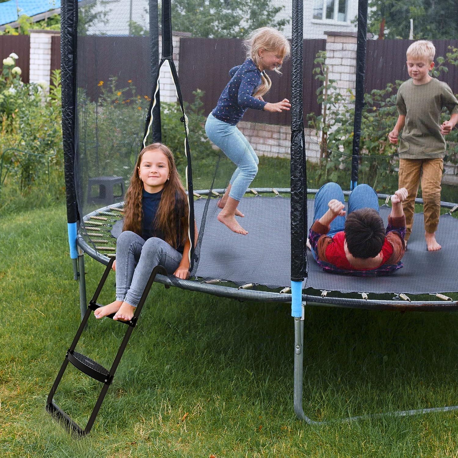 Escalera para trampolín Siavonce de 2.8 pies (altura de alcance de 2 pies) tipo acero 2 - Capacidad de carga de 225 libras. Escalera de paso ZX-106204