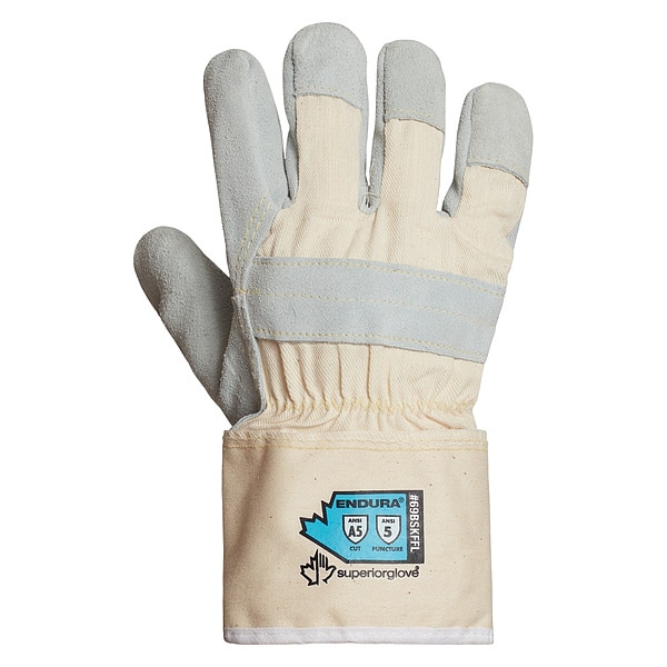 Guantes de cuero Superior Glove, Nivel de corte A5, Gris/Beige, XL - 69BSKFFL-XL