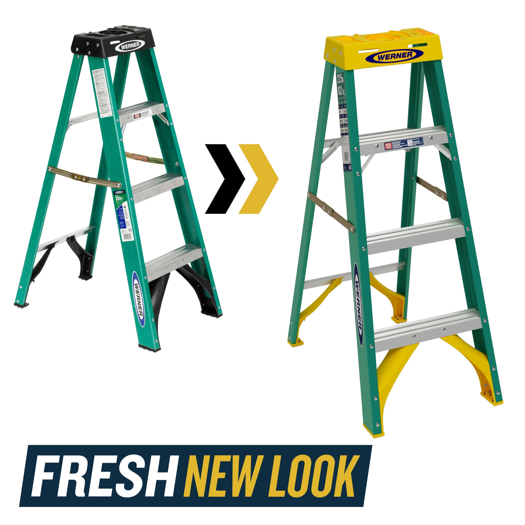 Escalera de fibra de vidrio tipo 2 de 4 pies (8 pies de alcance) con capacidad de carga de 225 lbs. Werner FS200