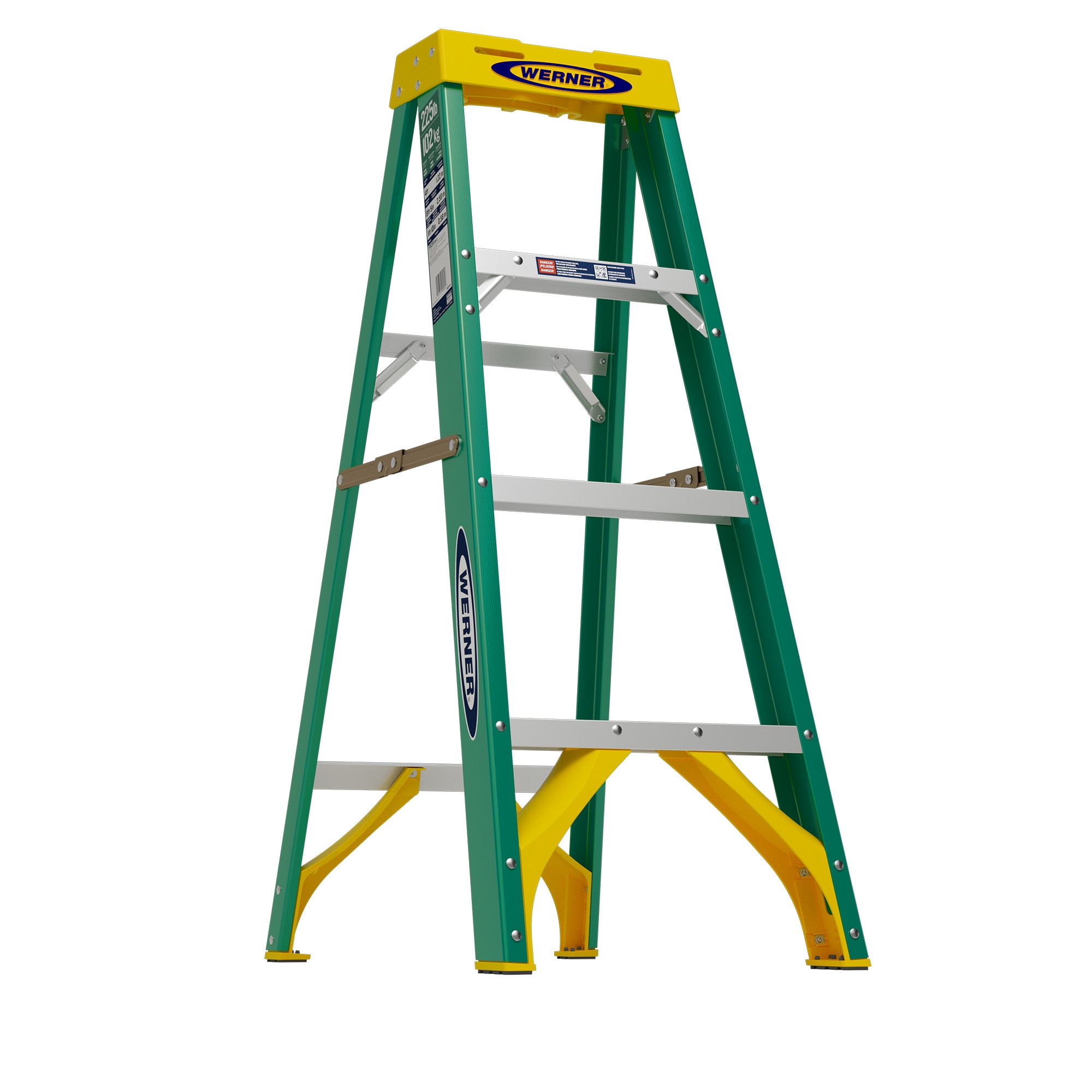 Escalera de fibra de vidrio tipo 2 de 4 pies (8 pies de alcance) con capacidad de carga de 225 lbs. Werner FS200