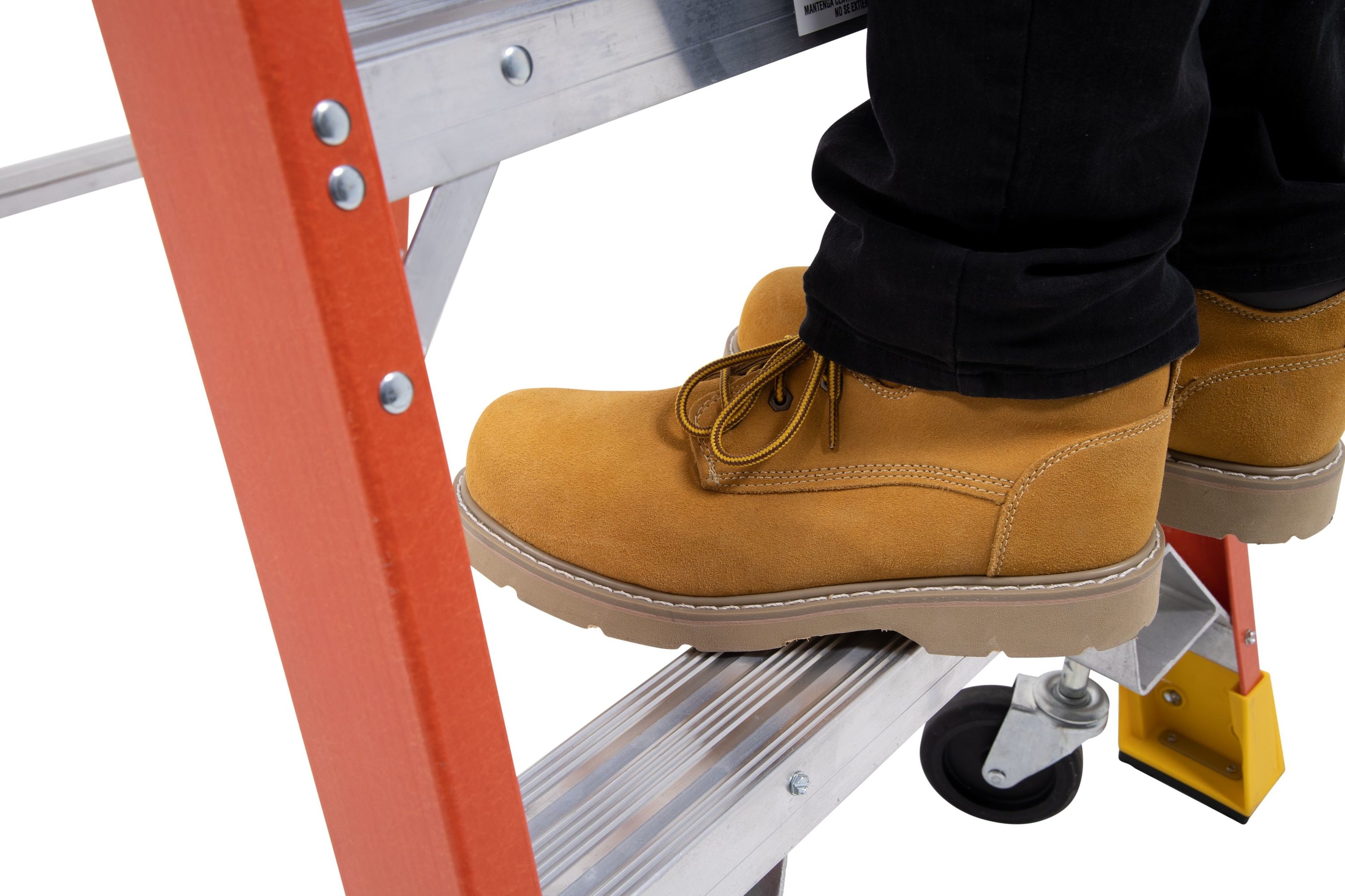 Escalera de Podio de Fibra de Vidrio Tipo 1A Werner PD6200 de 11 pies (altura de alcance de 14 pies) con capacidad de carga de 300 lbs. Modelo PD6208-4C