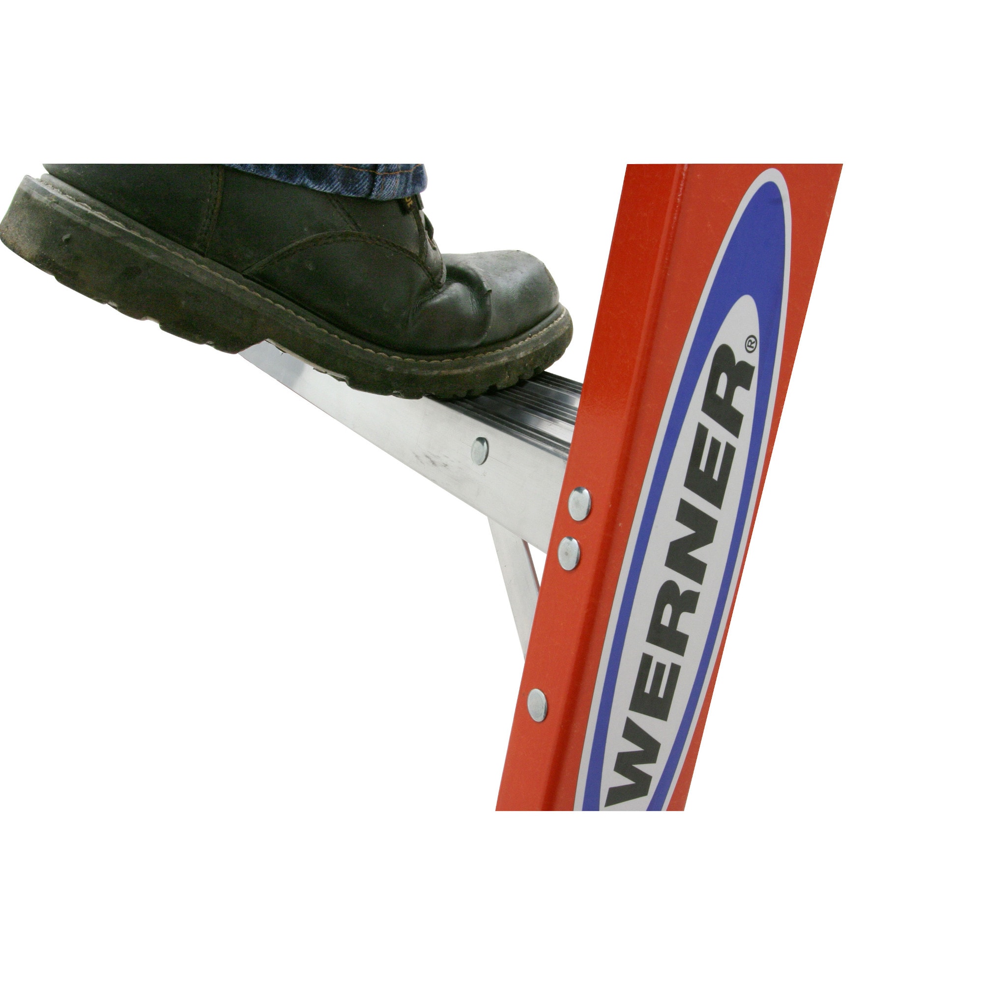 Escalera gemela tipo 1A de fibra de vidrio Werner T6200 de 3 pies (7 pies de altura máxima) - Capacidad de carga de 300 libras.