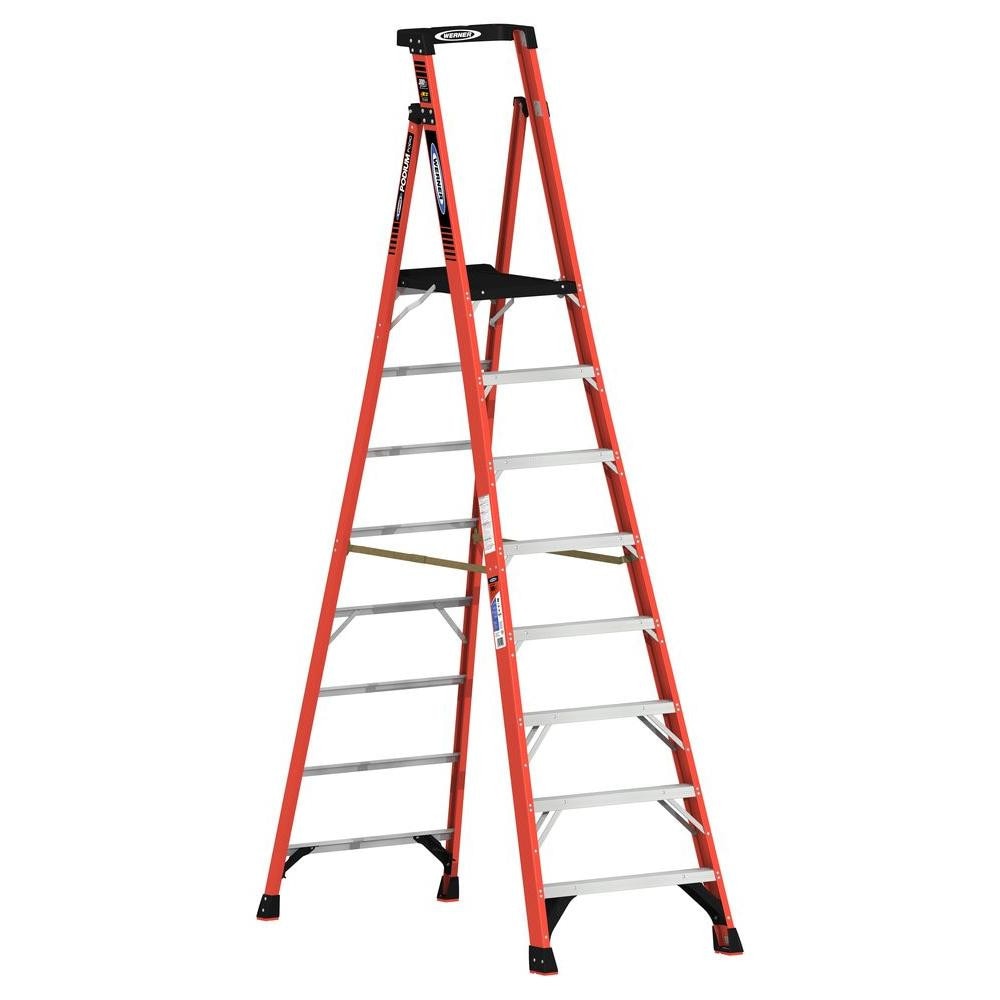 Escalera de podio de fibra de vidrio Type 1A de 10 pies (14 pies de altura de alcance) con capacidad de carga de 300 lb PDIA08 de Werner.