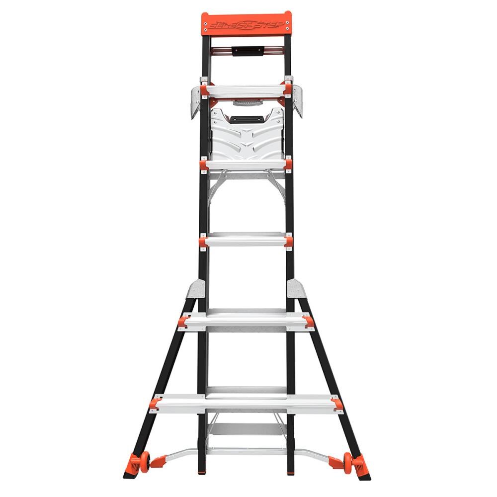 Escalera telescópica de fibra de vidrio Little Giant Ladders Select Step M6 de 10 pies (altura de alcance de 14.1 pies) tipo 1AA, con capacidad de carga de 375 libras - Modelo 15131-001.