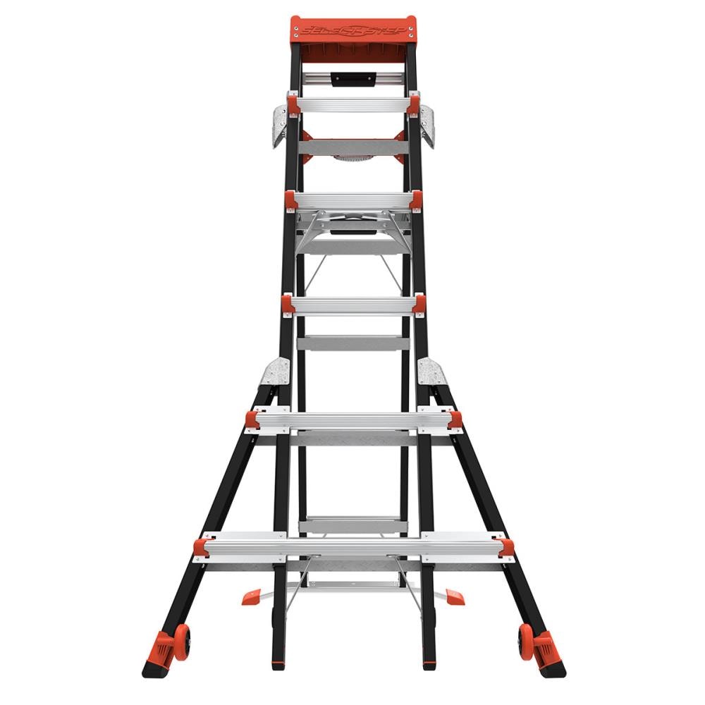 Escalera telescópica de fibra de vidrio Little Giant Ladders Select Step M6 de 10 pies (altura de alcance de 14.1 pies) tipo 1AA, con capacidad de carga de 375 libras - Modelo 15131-001.