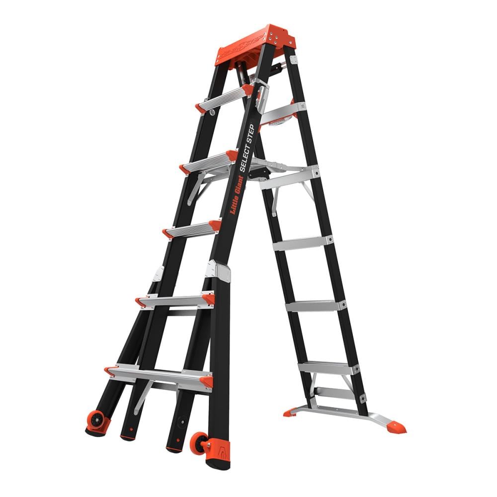 Escalera telescópica de fibra de vidrio Little Giant Ladders Select Step M6 de 10 pies (altura de alcance de 14.1 pies) tipo 1AA, con capacidad de carga de 375 libras - Modelo 15131-001.