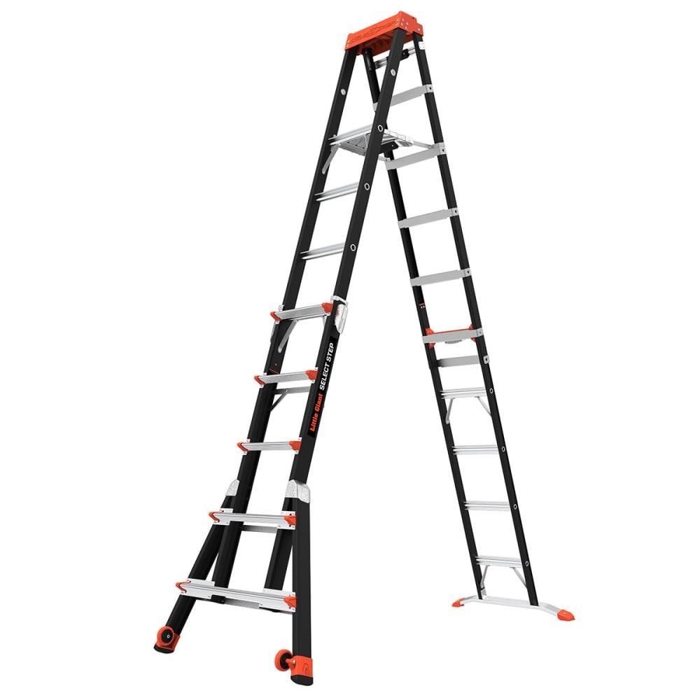 Escalera telescópica de fibra de vidrio Little Giant Ladders Select Step M6 de 10 pies (altura de alcance de 14.1 pies) tipo 1AA, con capacidad de carga de 375 libras - Modelo 15131-001.