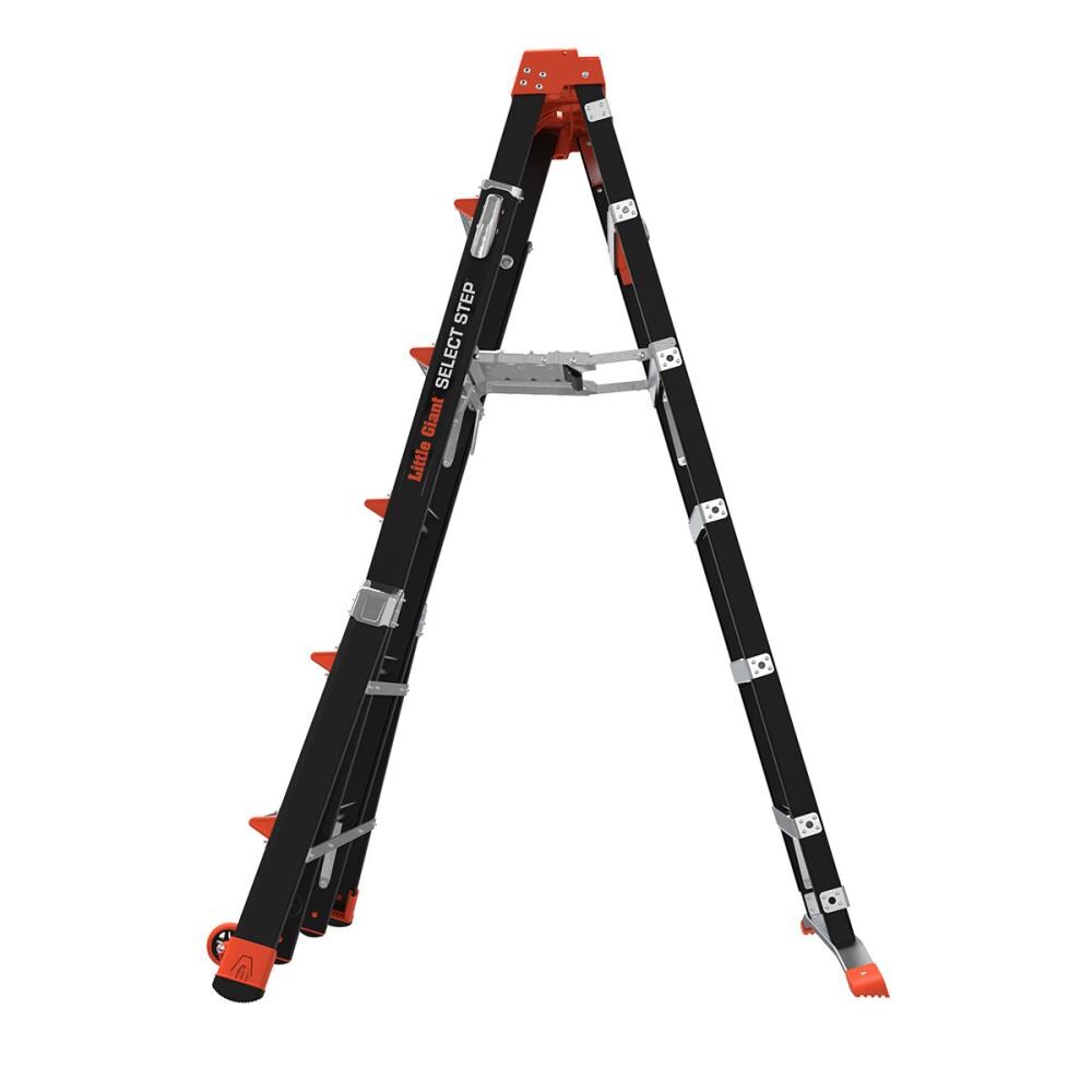 Escalera telescópica de fibra de vidrio Little Giant Ladders Select Step M6 de 10 pies (altura de alcance de 14.1 pies) tipo 1AA, con capacidad de carga de 375 libras - Modelo 15131-001.