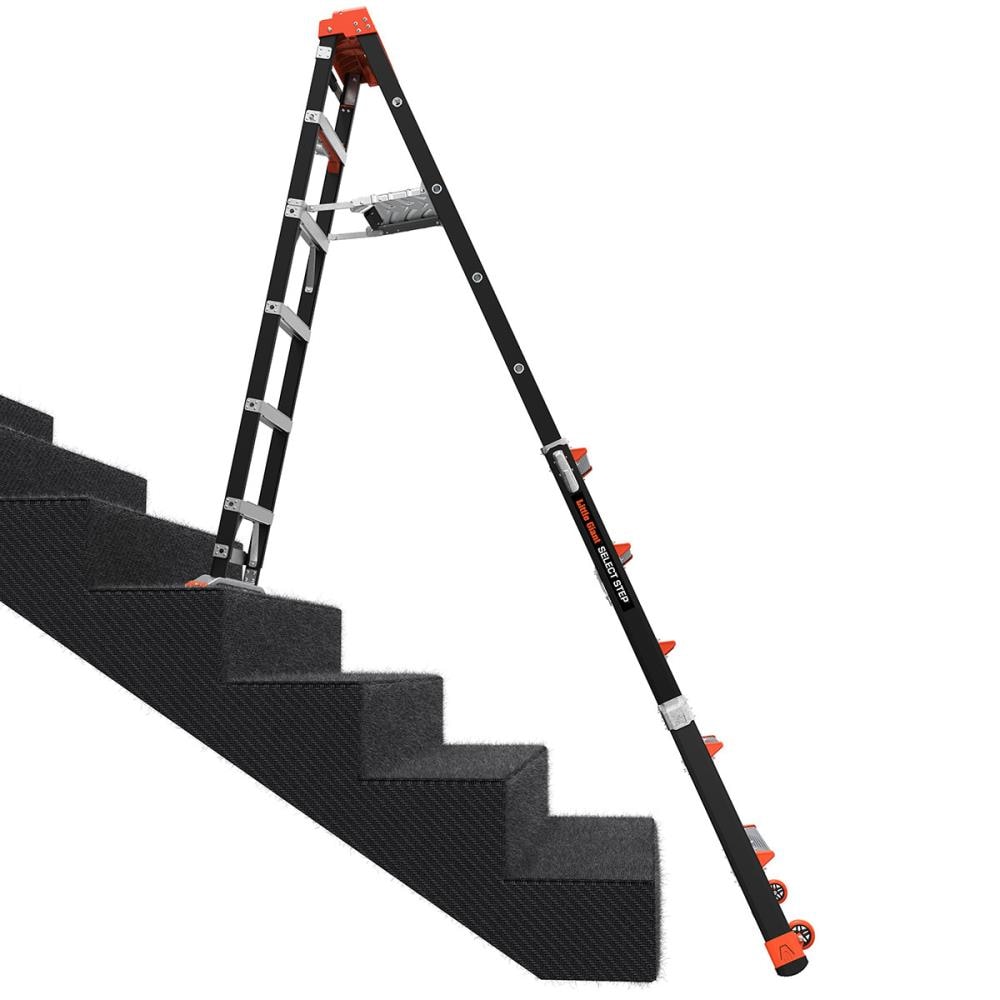 Escalera telescópica de fibra de vidrio Little Giant Ladders Select Step M6 de 10 pies (altura de alcance de 14.1 pies) tipo 1AA, con capacidad de carga de 375 libras - Modelo 15131-001.