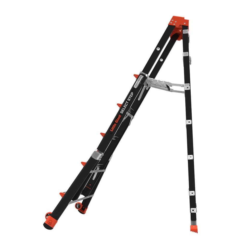 Escalera telescópica de fibra de vidrio Little Giant Ladders Select Step M6 de 10 pies (altura de alcance de 14.1 pies) tipo 1AA, con capacidad de carga de 375 libras - Modelo 15131-001.