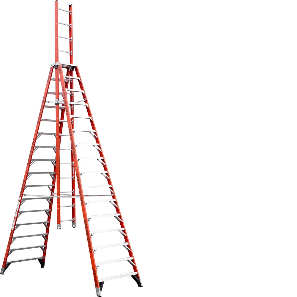 Escalera de caballetes de fibra de vidrio de tipo 1A de 16 pies (20 pies de altura de alcance) Werner E7400 - Capacidad de carga de 300 lbs. E7416