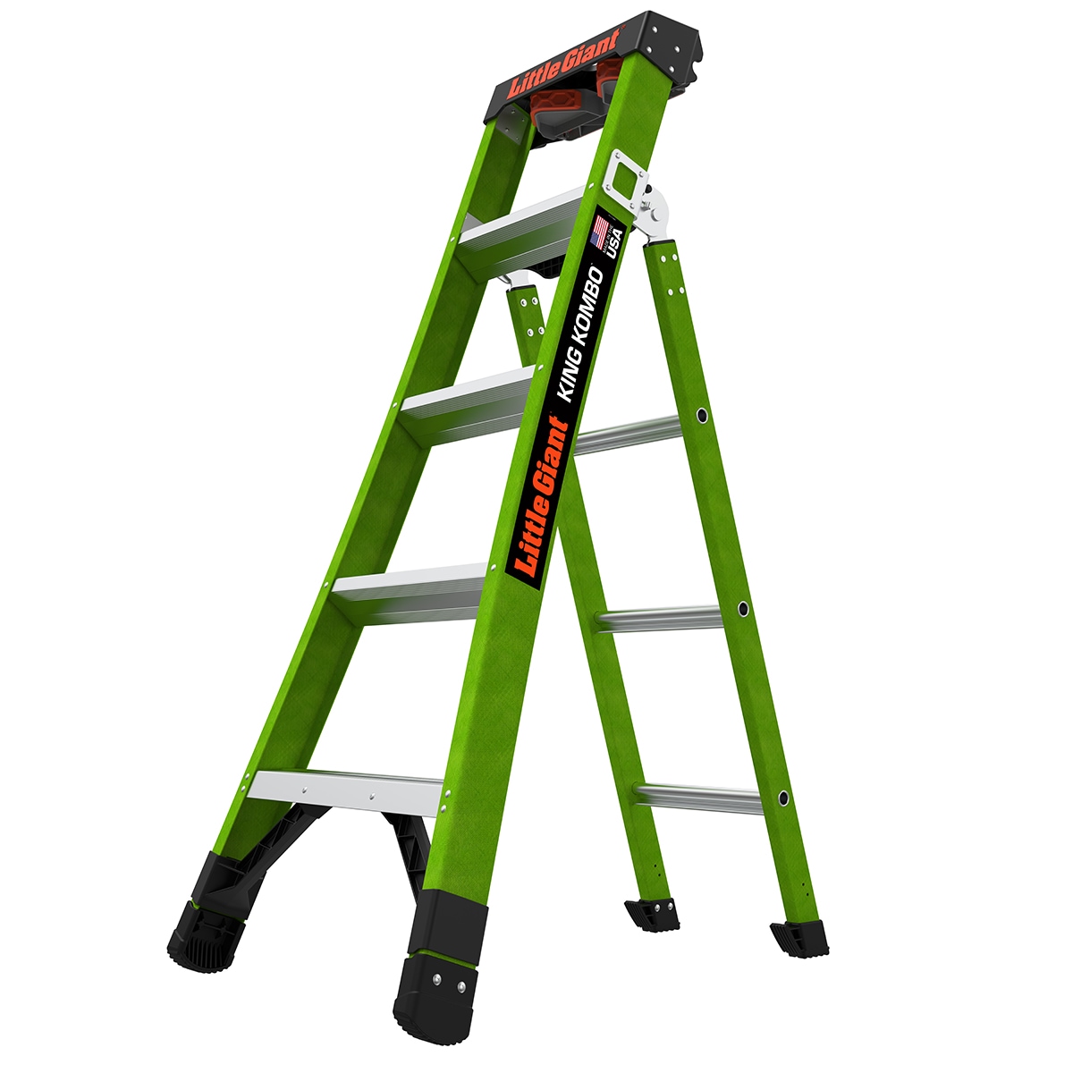 Escalera King Kombo 2.0 3 en 1 de 1.5 m (3.5 m de altura máxima) de fibra de vidrio Tipo 1AA con capacidad de carga de 170 kg.