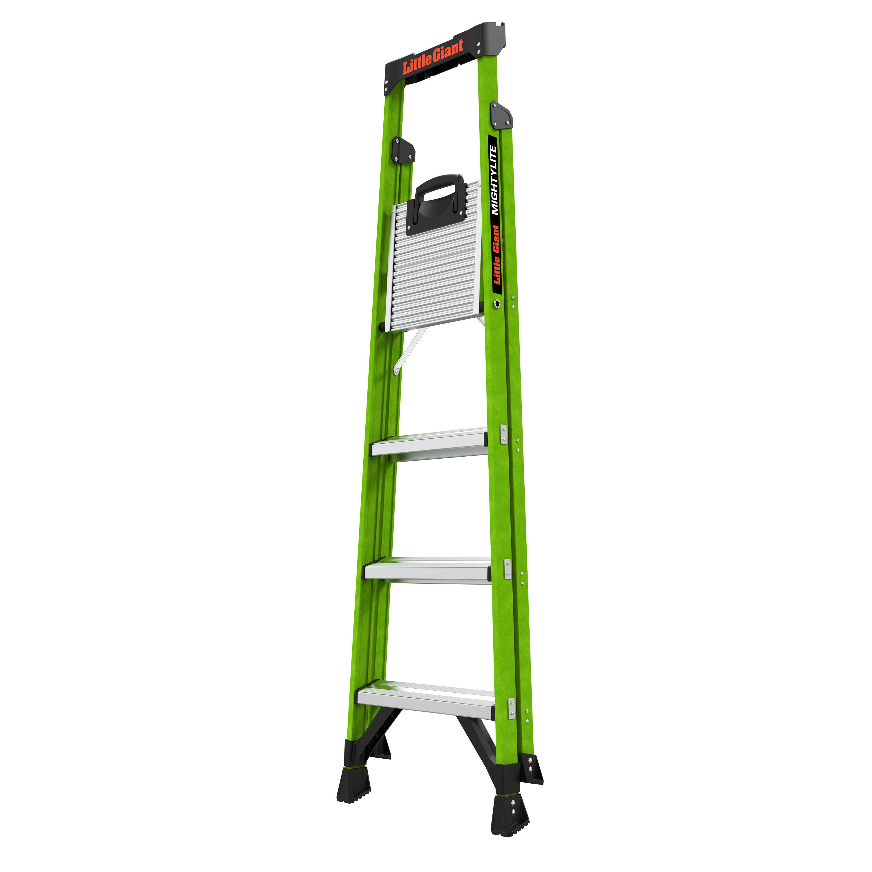 Escalera de tijera Little Giant Ladders MightyLite 2.0 de 6 pies (altura de alcance de 10.1 pies) de fibra de vidrio, Tipo 1A - Capacidad de carga de 300 libras. Modelo 15396-001