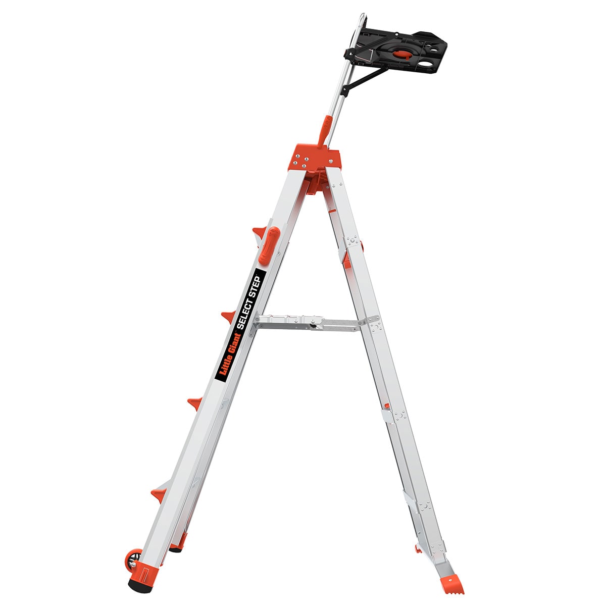 Escalera telescópica Select Step M5 de Little Giant Ladders de 8 pies (altura de alcance de 12.1 pies) de aluminio Tipo 1A con capacidad de carga de 300 libras.
