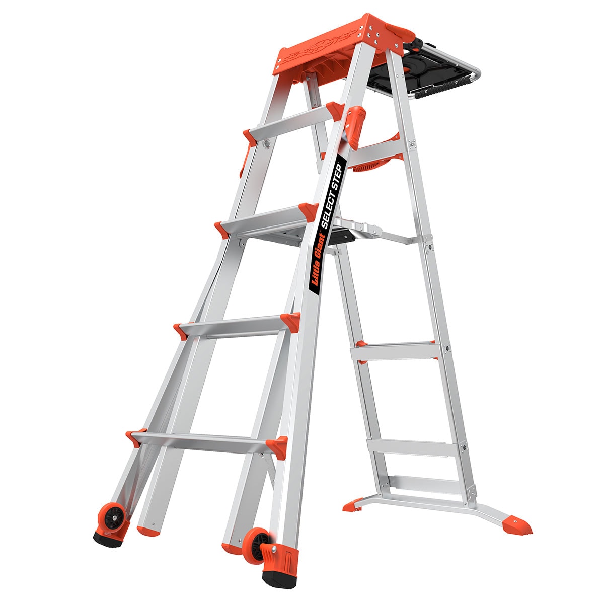 Escalera telescópica Select Step M5 de Little Giant Ladders de 8 pies (altura de alcance de 12.1 pies) de aluminio Tipo 1A con capacidad de carga de 300 libras.