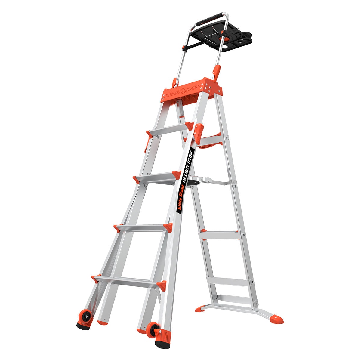 Escalera telescópica Select Step M5 de Little Giant Ladders de 8 pies (altura de alcance de 12.1 pies) de aluminio Tipo 1A con capacidad de carga de 300 libras.
