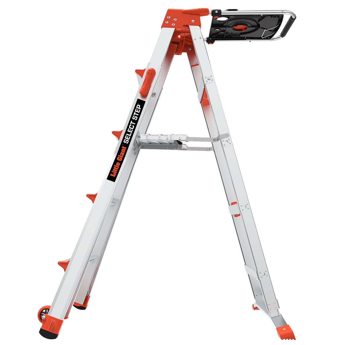 Escalera telescópica Select Step M5 de Little Giant Ladders de 8 pies (altura de alcance de 12.1 pies) de aluminio Tipo 1A con capacidad de carga de 300 libras.