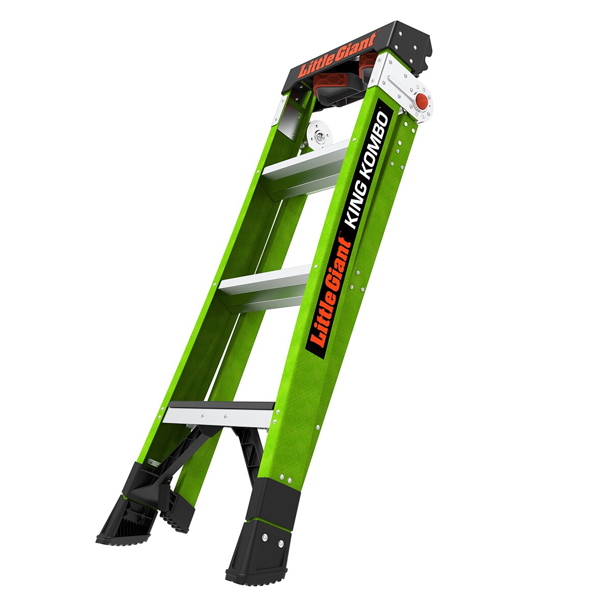 Escalera King Kombo 2.0 de Little Giant Ladders, 3 en 1, de 4 pies (altura máxima de alcance de 10.3 pies) de Fibra de Vidrio Tipo 1AA - Capacidad de carga de 375 libras. Escalera de paso 13470-071.
