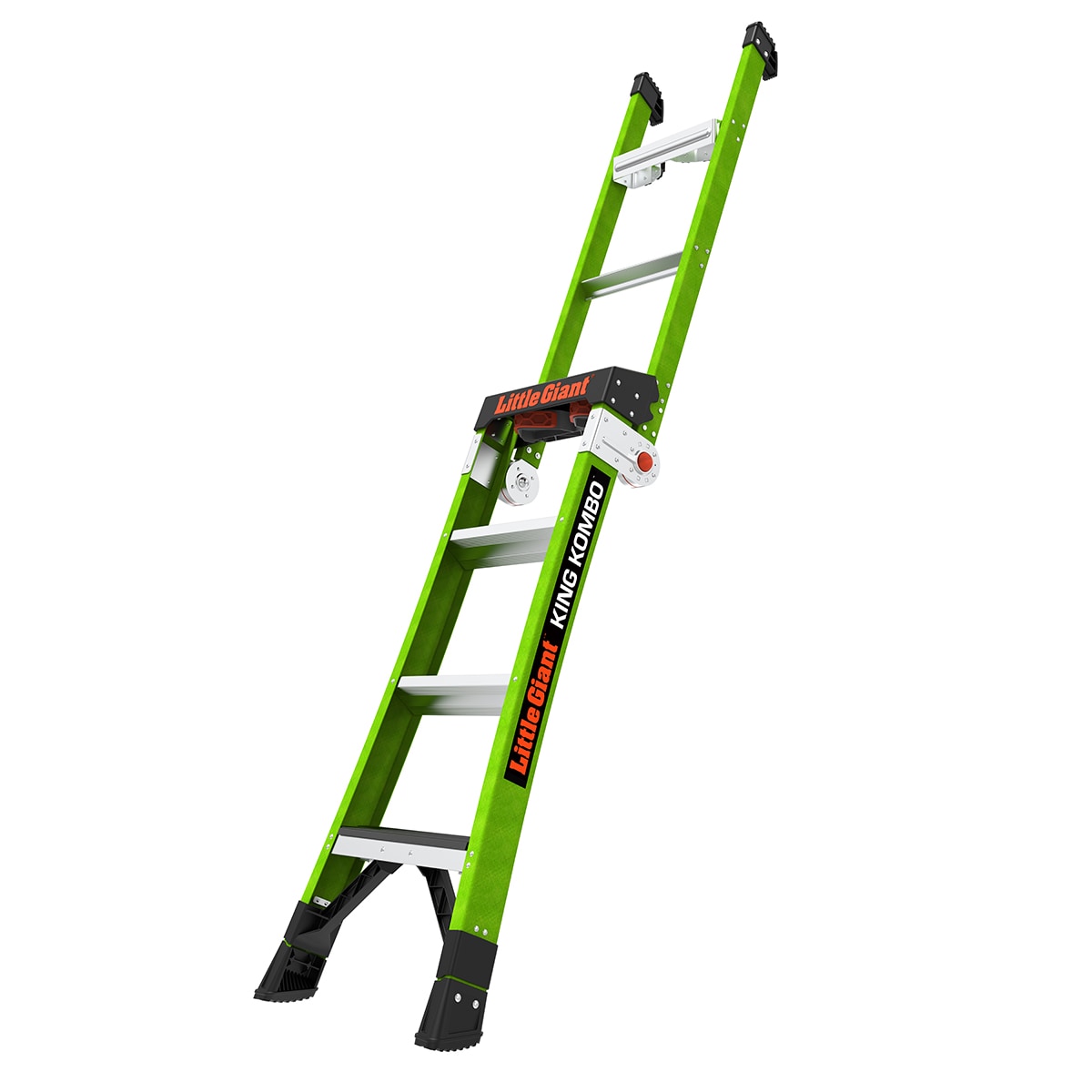 Escalera King Kombo 2.0 de Little Giant Ladders, 3 en 1, de 4 pies (altura máxima de alcance de 10.3 pies) de Fibra de Vidrio Tipo 1AA - Capacidad de carga de 375 libras. Escalera de paso 13470-071.