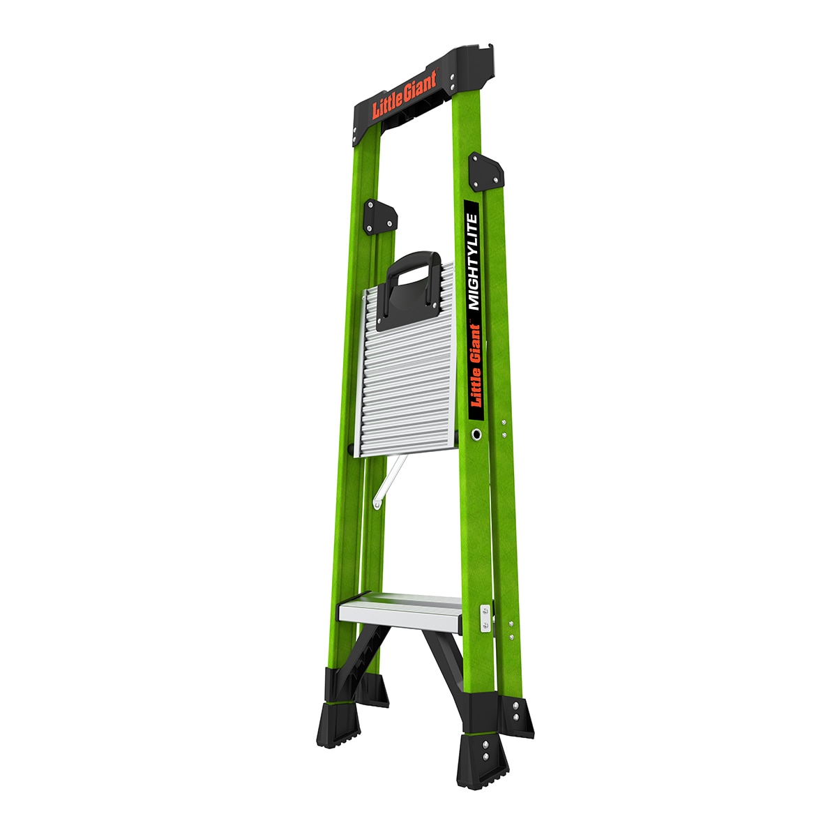 Escalera Little Giant Mightylite de 4 pies (altura de alcance de 8.3 pies) de fibra de vidrio Tipo 1A - Capacidad de carga de 300 libras. Escalón 15394-001.