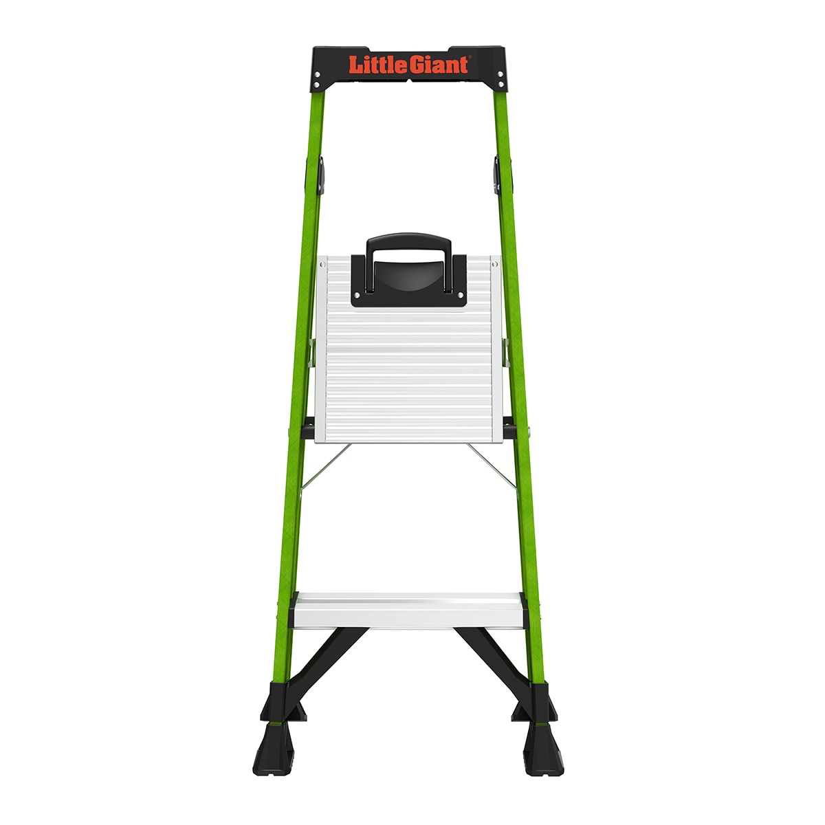 Escalera Little Giant Mightylite de 4 pies (altura de alcance de 8.3 pies) de fibra de vidrio Tipo 1A - Capacidad de carga de 300 libras. Escalón 15394-001.