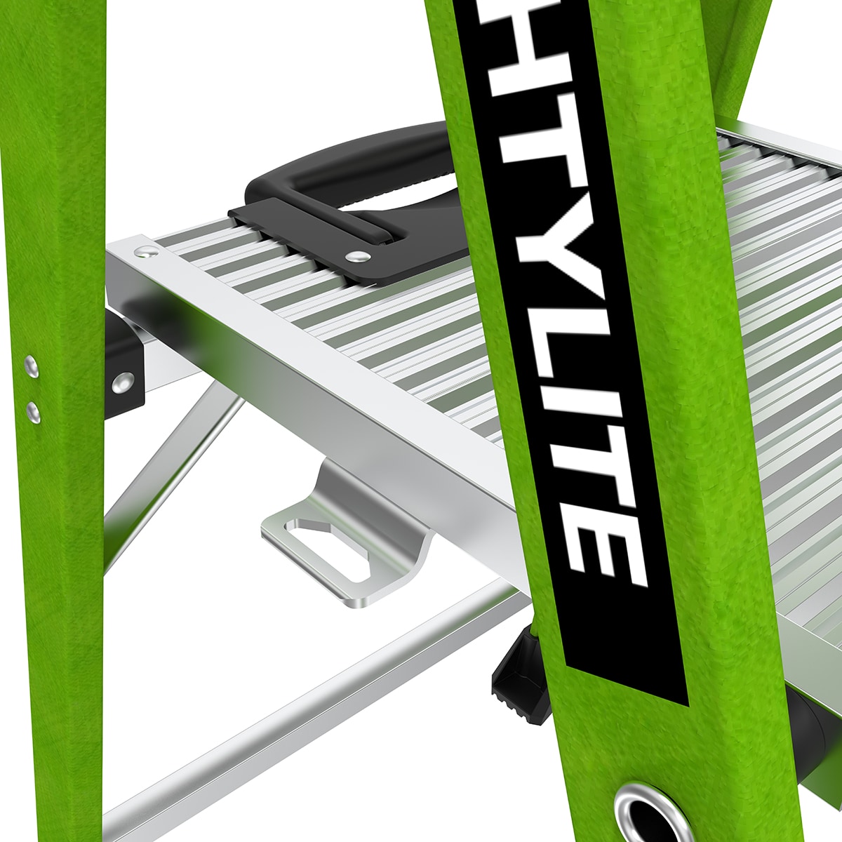 Escalera Little Giant Mightylite de 4 pies (altura de alcance de 8.3 pies) de fibra de vidrio Tipo 1A - Capacidad de carga de 300 libras. Escalón 15394-001.