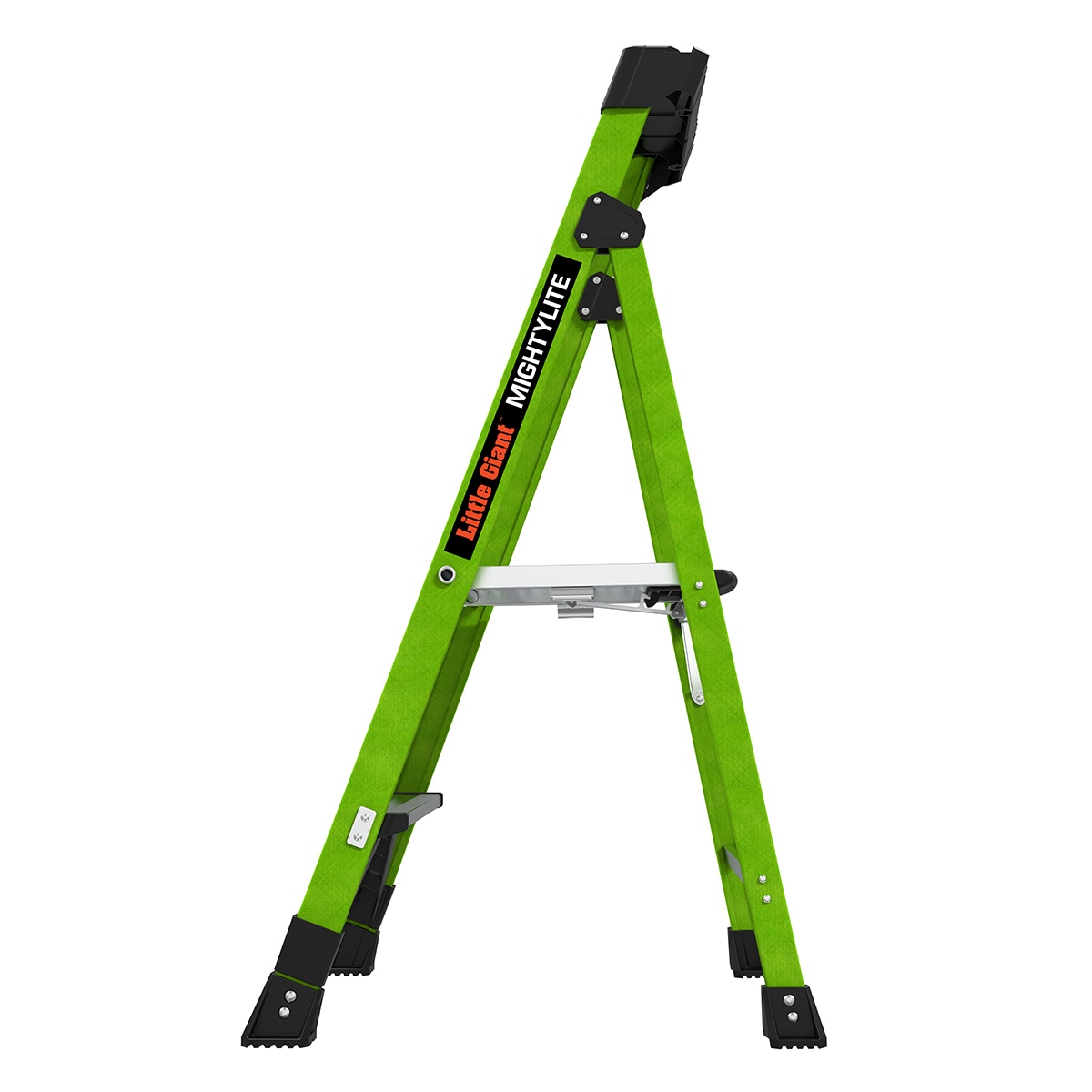 Escalera Little Giant Mightylite de 4 pies (altura de alcance de 8.3 pies) de fibra de vidrio Tipo 1A - Capacidad de carga de 300 libras. Escalón 15394-001.