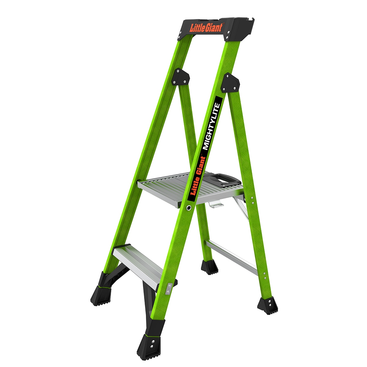 Escalera Little Giant Mightylite de 4 pies (altura de alcance de 8.3 pies) de fibra de vidrio Tipo 1A - Capacidad de carga de 300 libras. Escalón 15394-001.