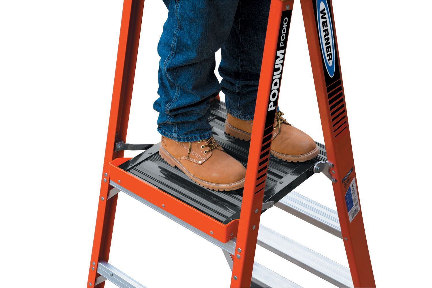 Escalera de platico PDIA00 de 5 pies ( altura de alcance de 9 pies ) tipo 1A de fibra de vidrio - Capacidad de carga de 300 lbs. Escalera podio PDIA03