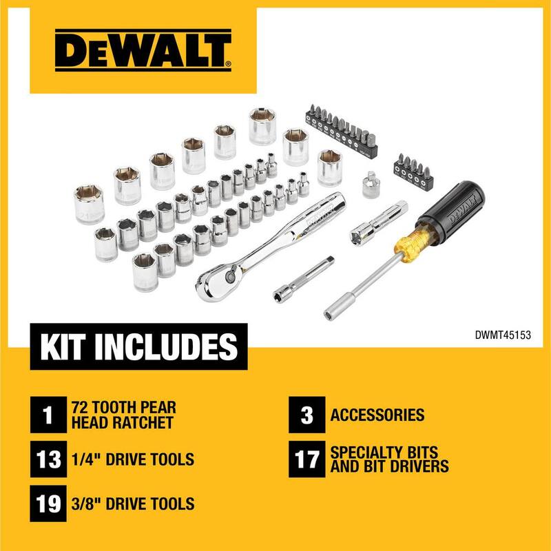 DEWALT TOUGHSYSTEM 2.0 Juego de herramientas para mecánicos de 3/8 pulgadas (53 piezas) - DWMT45153