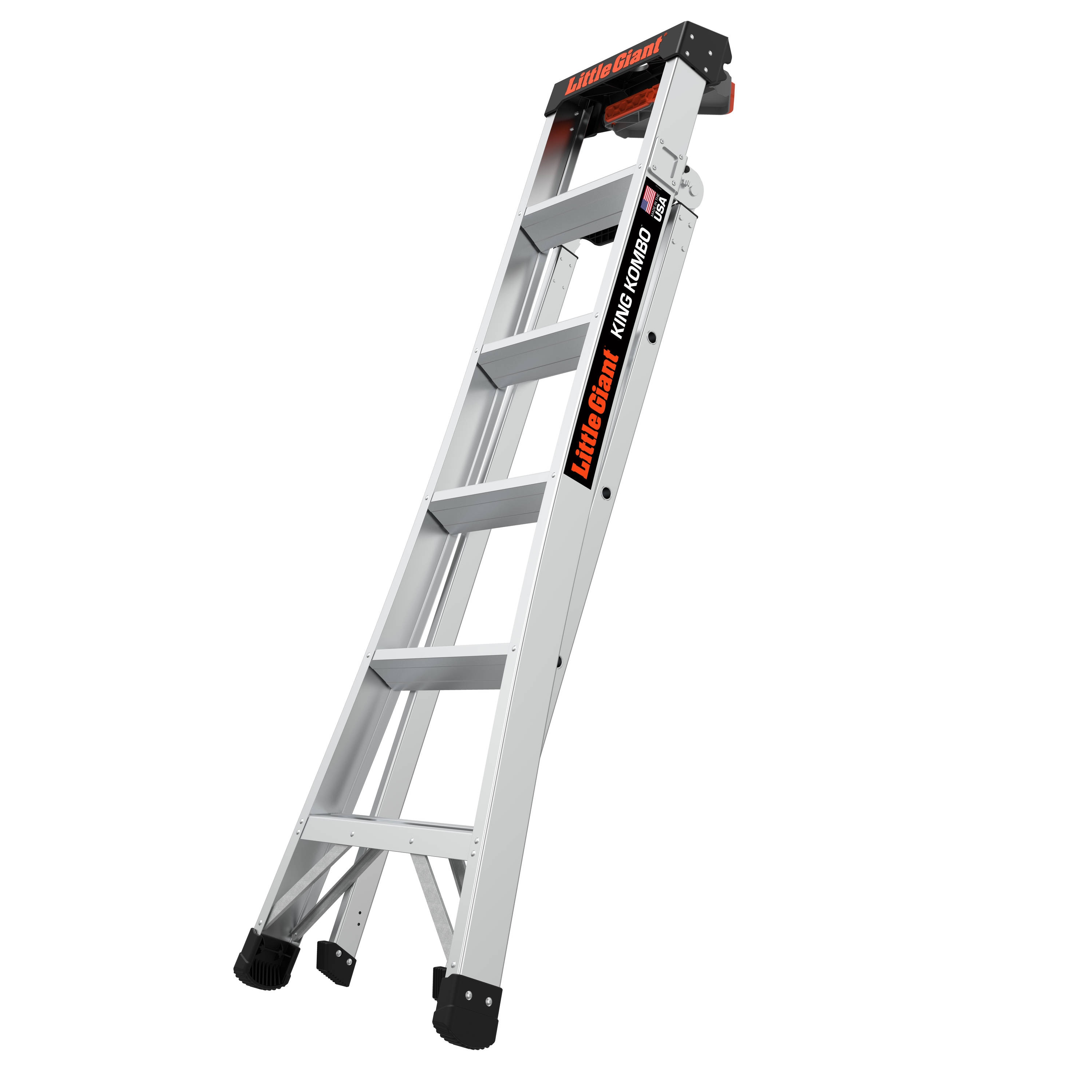 Escalera multifuncional King Kombo 2.0 Pro M6 de Little Giant Ladders, de 6 pies (altura de alcance de 12.7 pies) 3 en 1, de aluminio Tipo 1A con capacidad de carga de 300 libras. Modelo 14906-002.
