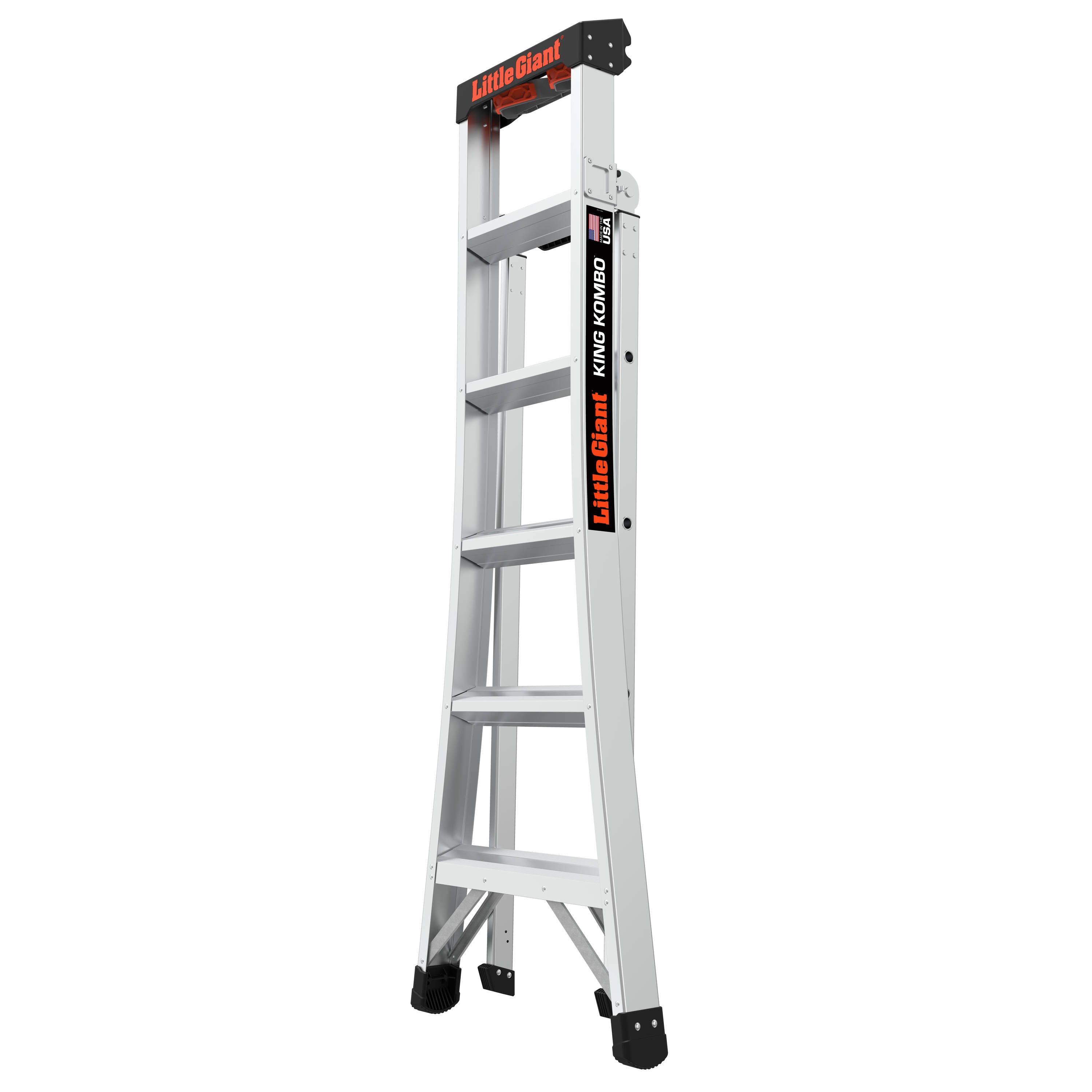 Escalera multifuncional King Kombo 2.0 Pro M6 de Little Giant Ladders, de 6 pies (altura de alcance de 12.7 pies) 3 en 1, de aluminio Tipo 1A con capacidad de carga de 300 libras. Modelo 14906-002.