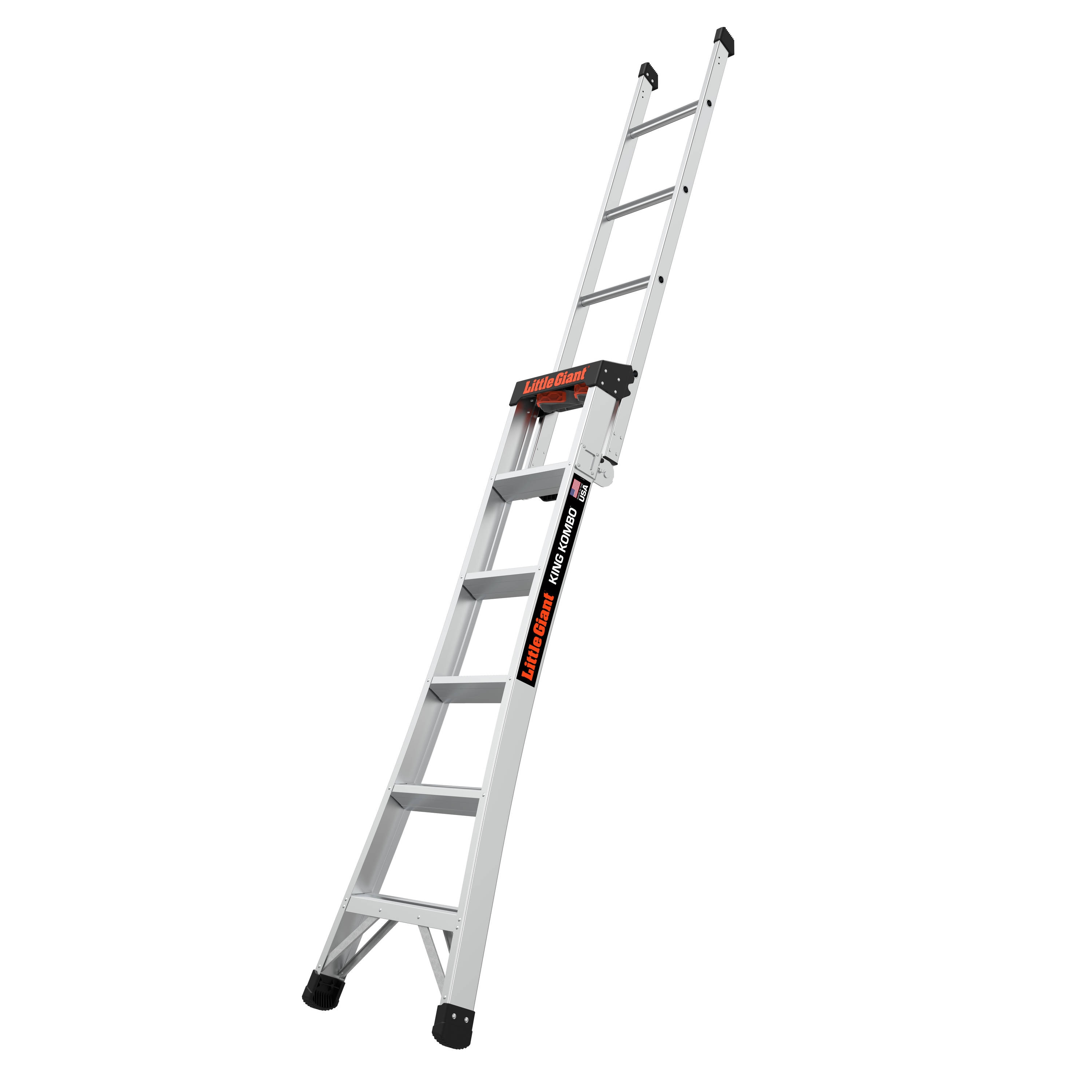 Escalera multifuncional King Kombo 2.0 Pro M6 de Little Giant Ladders, de 6 pies (altura de alcance de 12.7 pies) 3 en 1, de aluminio Tipo 1A con capacidad de carga de 300 libras. Modelo 14906-002.