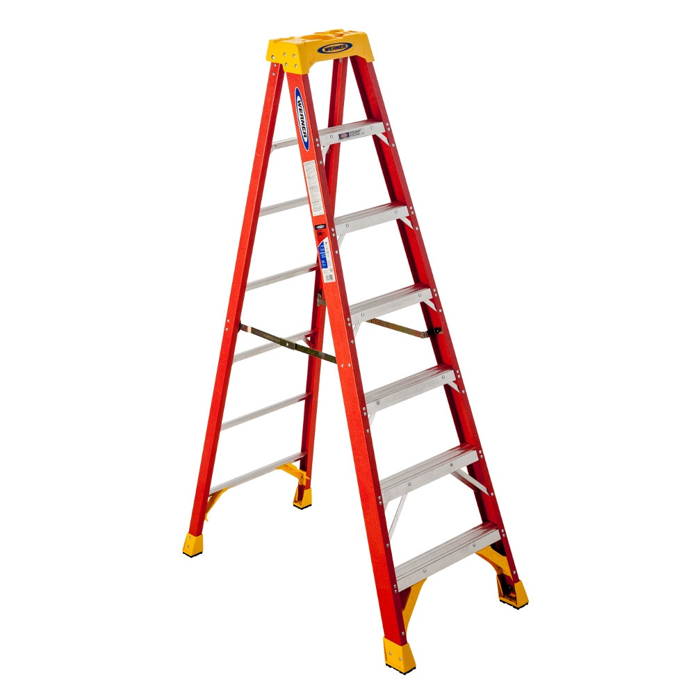 Escalera de fibra de vidrio tipo 1A de 7 pies (11 pies de altura alcanzable) con capacidad de carga de 300 libras Modelo 6207 de Werner
