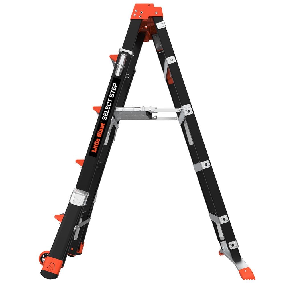 Escalera telescópica de fibra de vidrio Little Giant Ladders Select Step M5 de 8 pies (altura de alcance de 12.1 pies) Tipo 1AA con capacidad de carga de 375 libras - Modelo 15130-001