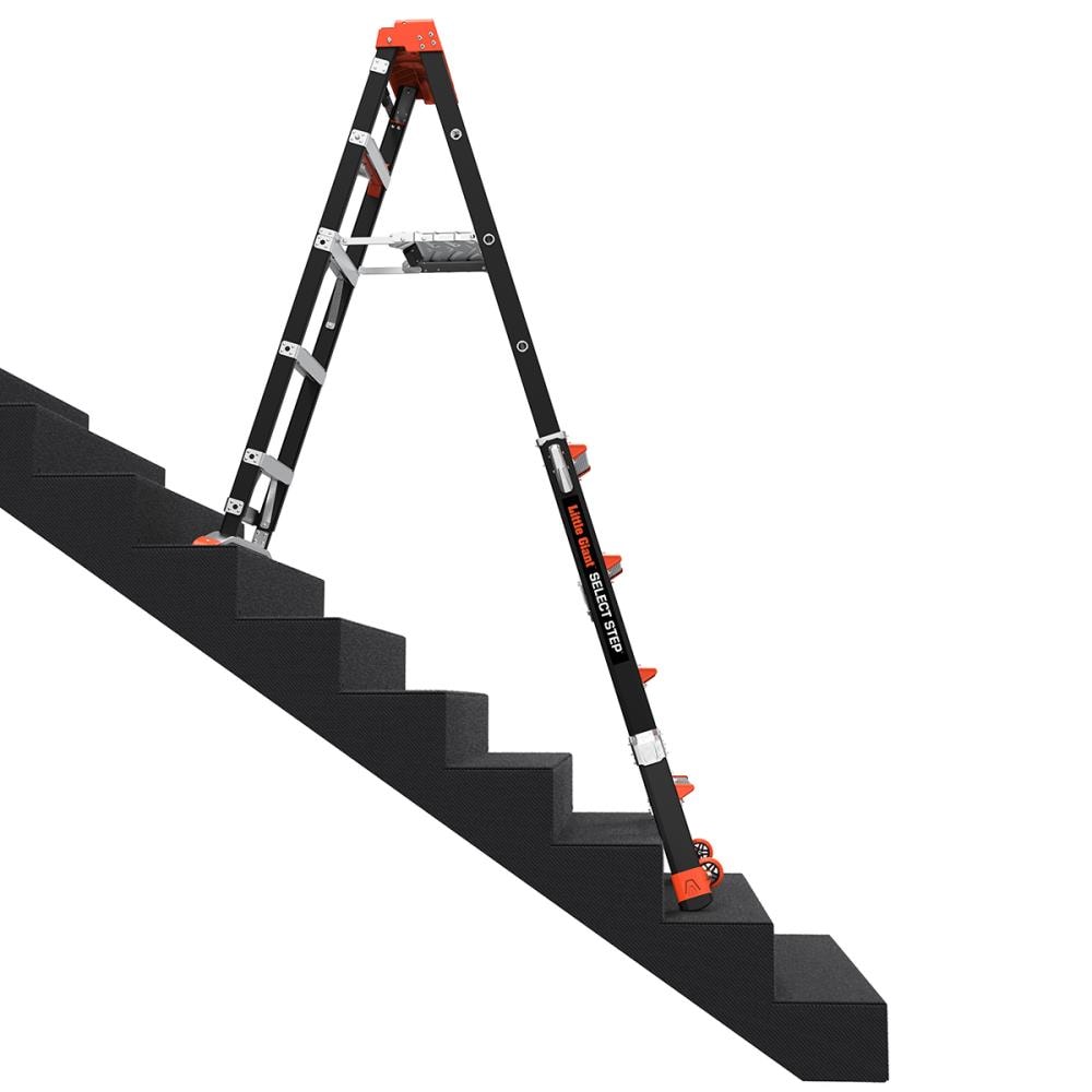 Escalera telescópica de fibra de vidrio Little Giant Ladders Select Step M5 de 8 pies (altura de alcance de 12.1 pies) Tipo 1AA con capacidad de carga de 375 libras - Modelo 15130-001