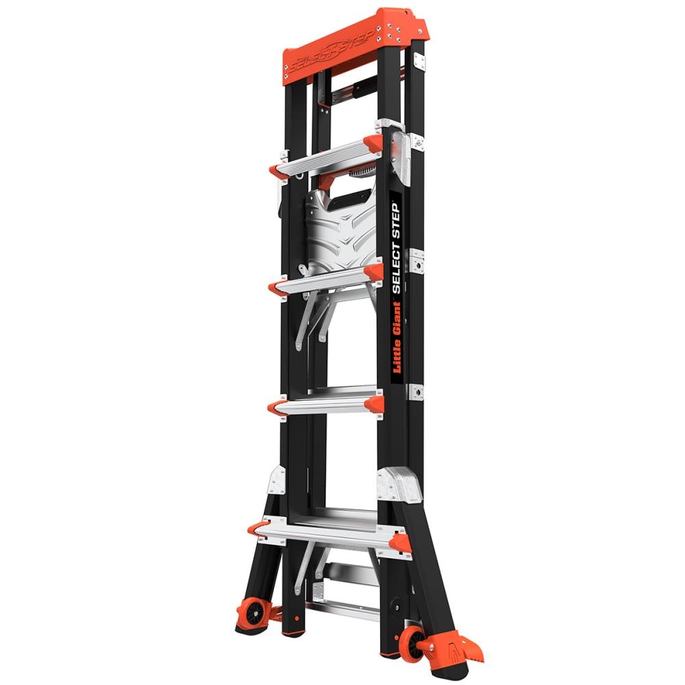 Escalera telescópica de fibra de vidrio Little Giant Ladders Select Step M5 de 8 pies (altura de alcance de 12.1 pies) Tipo 1AA con capacidad de carga de 375 libras - Modelo 15130-001