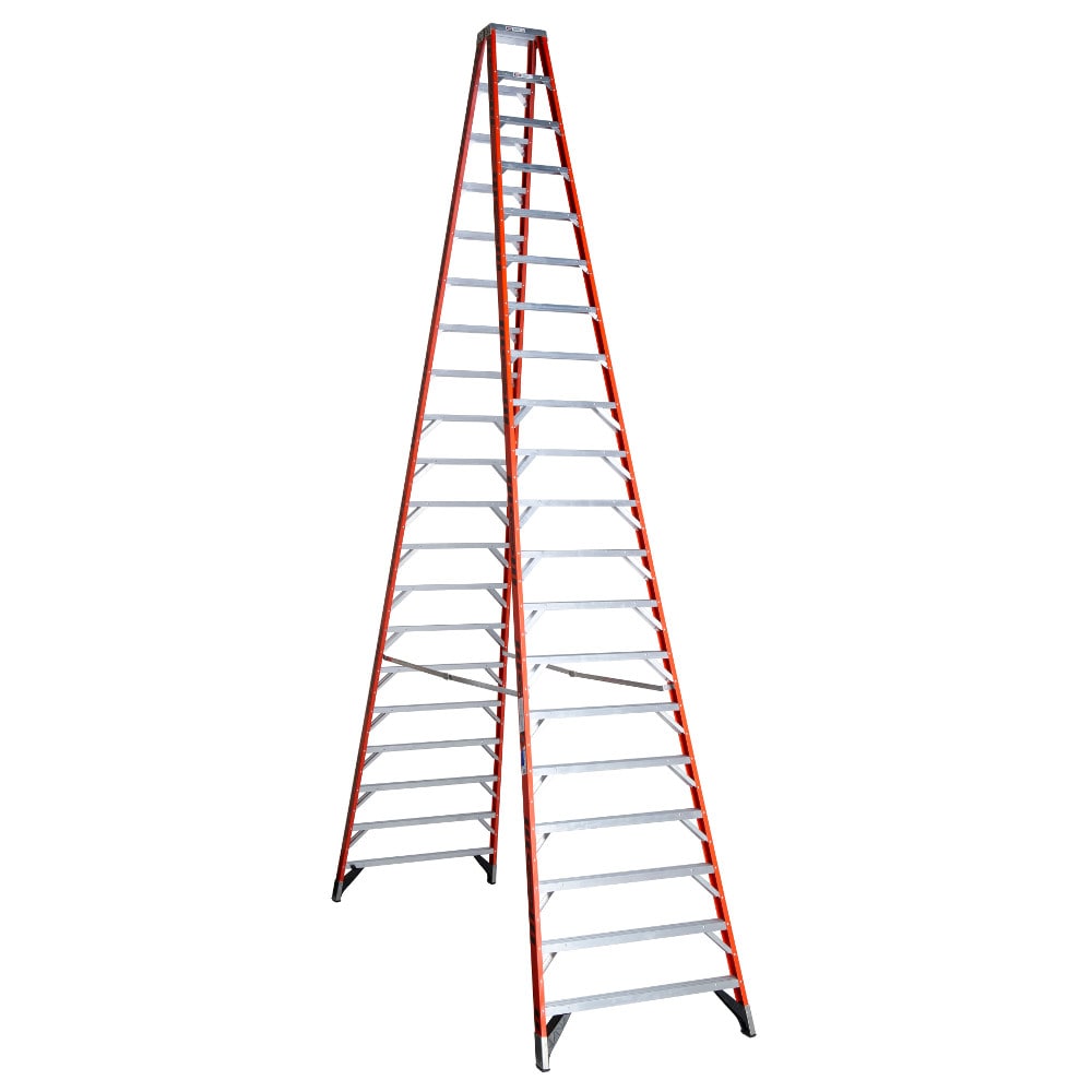 Escalera de tijera de fibra de vidrio de 20 pies (24 pies de altura alcanzable) tipo 1A - Capacidad de carga de 300 lbs. Werner T7420