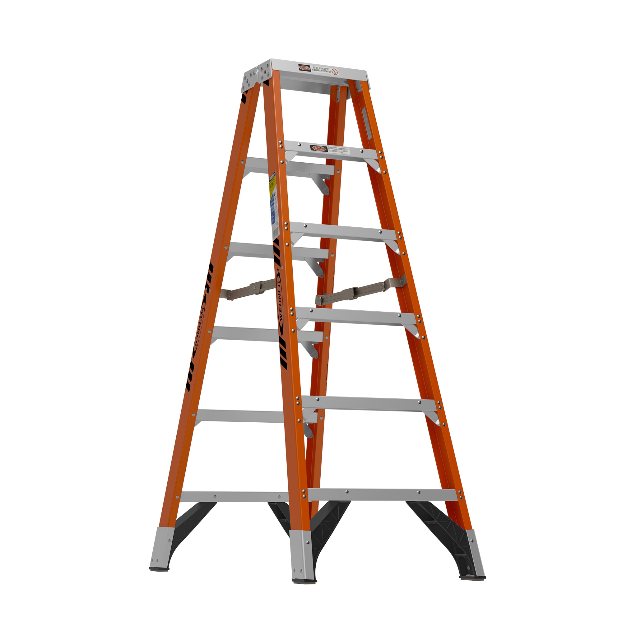 Escalera gemela T7406 de fibra de vidrio de 6 pies (altura de alcance de 10 pies) tipo 1AA con capacidad de carga de 375 lbs. de Werner T7400