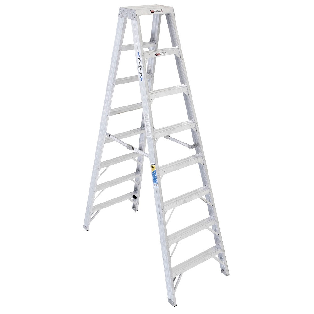 Escalera gemela de aluminio Werner T400 de 8 pies (12 pies de altura de alcance) Tipo 1AA - Capacidad de carga de 375 libras. Modelo T408