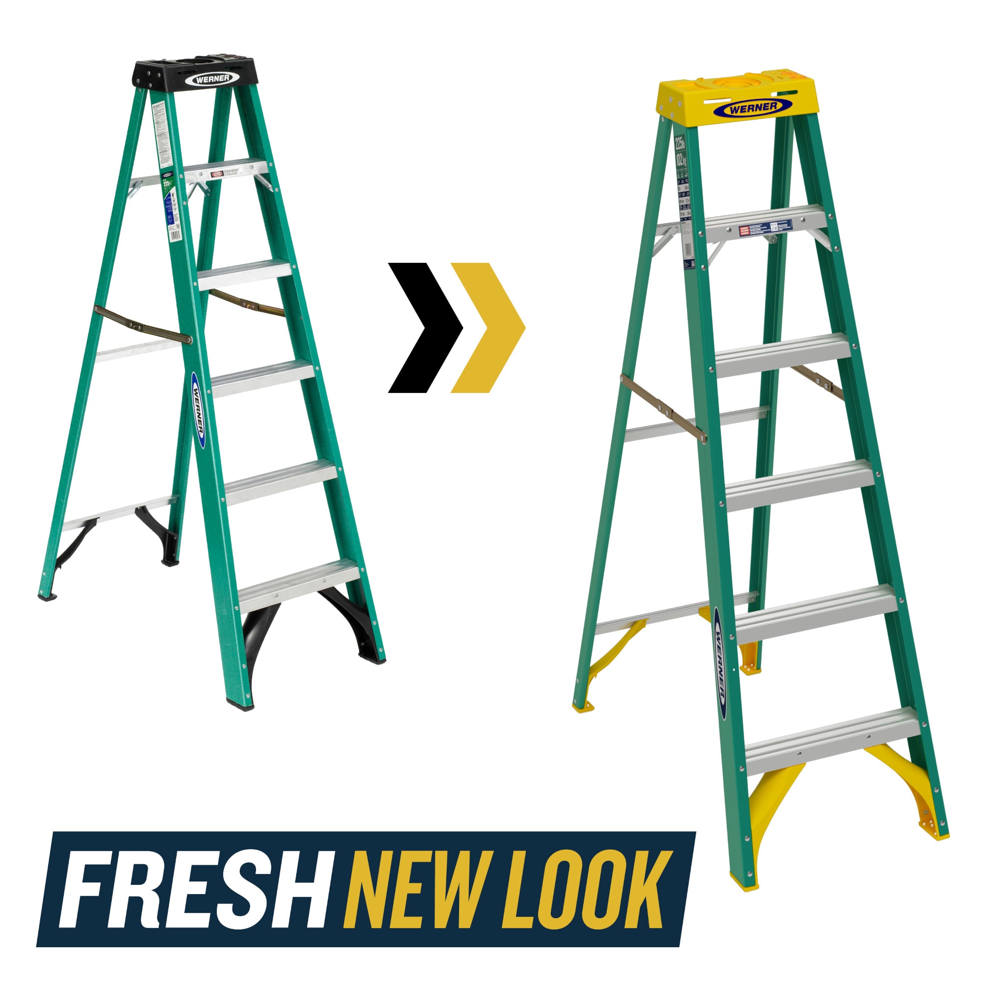 Escalera de fibra de vidrio tipo 2 Werner FS200 de 6.0 pies (altura de alcance de 10 pies) con capacidad de carga de 225 lbs FS206.