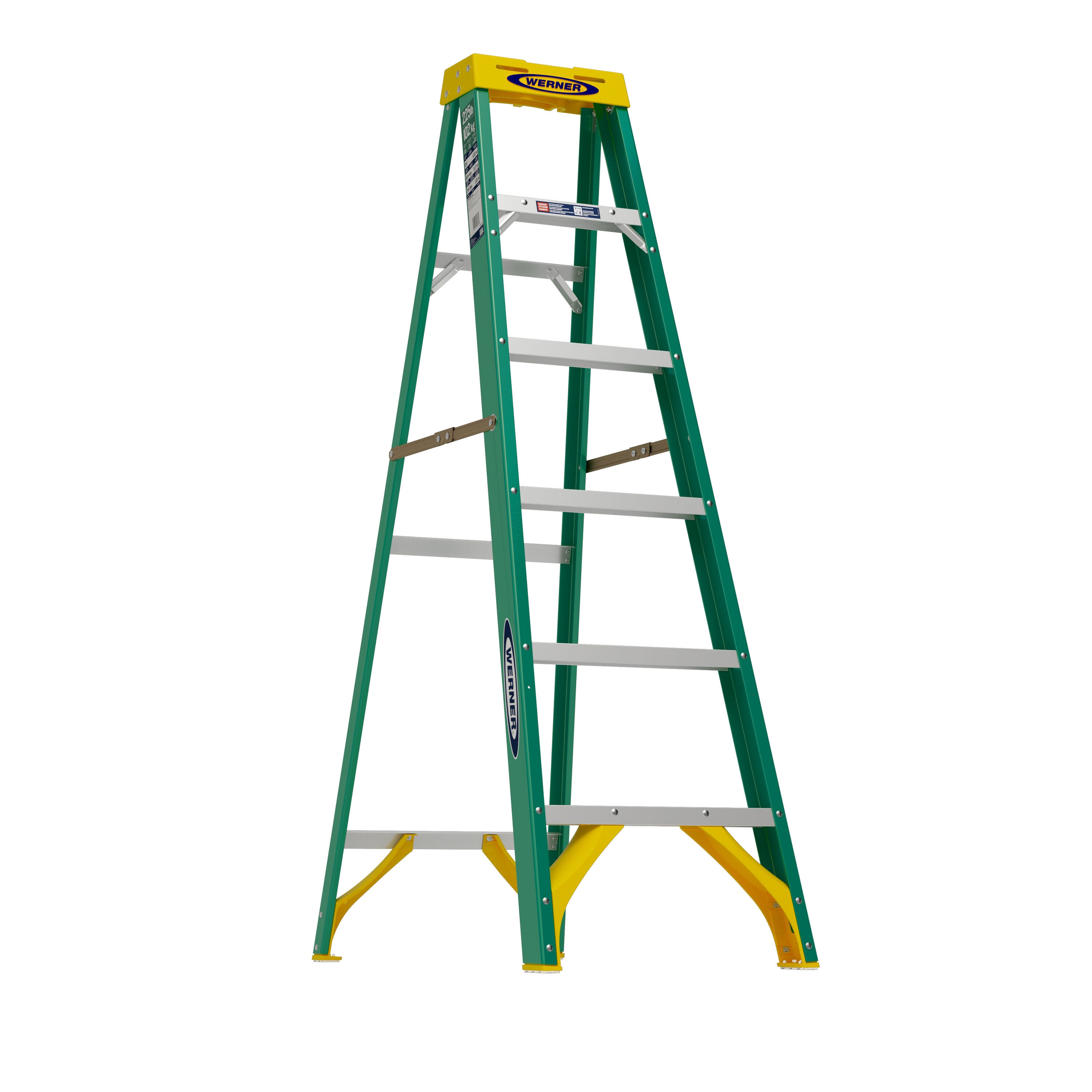 Escalera de fibra de vidrio tipo 2 Werner FS200 de 6.0 pies (altura de alcance de 10 pies) con capacidad de carga de 225 lbs FS206.