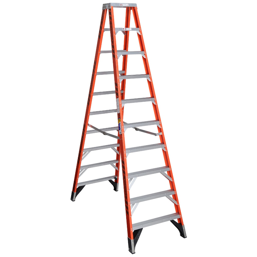 Escalera Gemela T7410 de Fibra de Vidrio Tipo 1AA de 10 pies (14 pies de altura máxima de alcance) - Capacidad de carga de 375 lbs.ParallelGroupWerner T7400