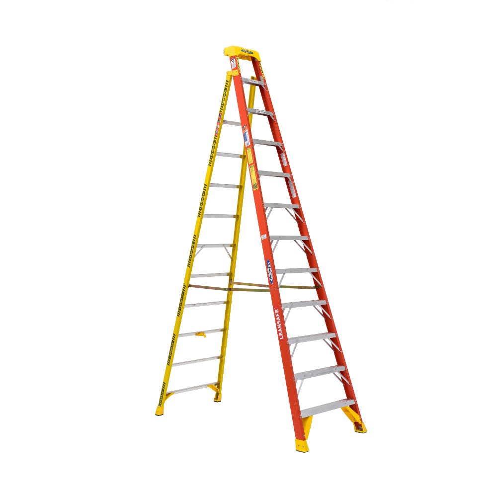Escalera de tijera de fibra de vidrio tipo 1A de 12 pies (alcanza una altura de 16 pies) capacidad de carga de 300 lbs. Werner L6200 - Escalera L6212