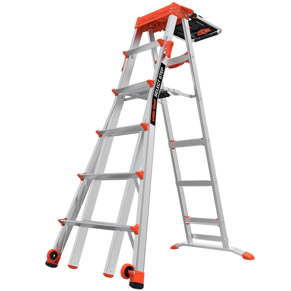 Escalera telescópica Little Giant Ladders Select Step M6 de 10 pies (14.1 pies de altura alcanzable) de aluminio Tipo 1A - Capacidad de carga de 300 lb.
