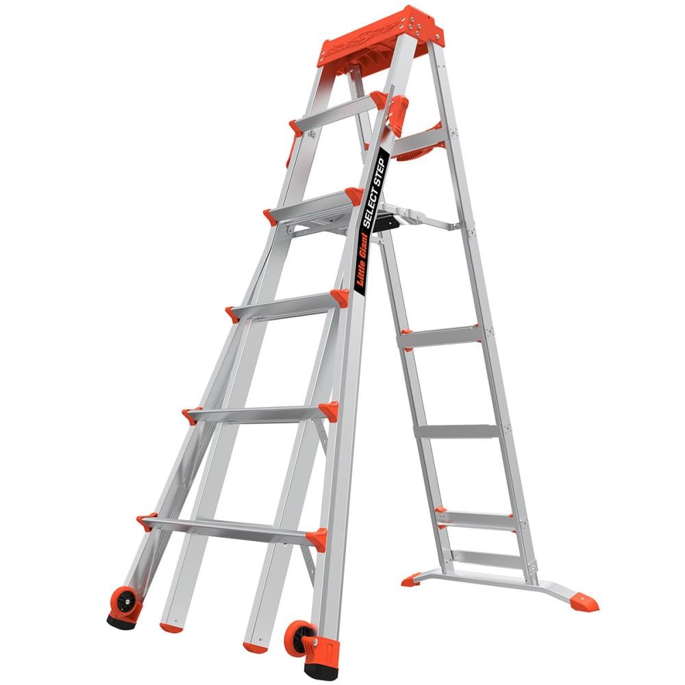Escalera telescópica Little Giant Ladders Select Step M6 de 10 pies (14.1 pies de altura alcanzable) de aluminio Tipo 1A - Capacidad de carga de 300 lb.