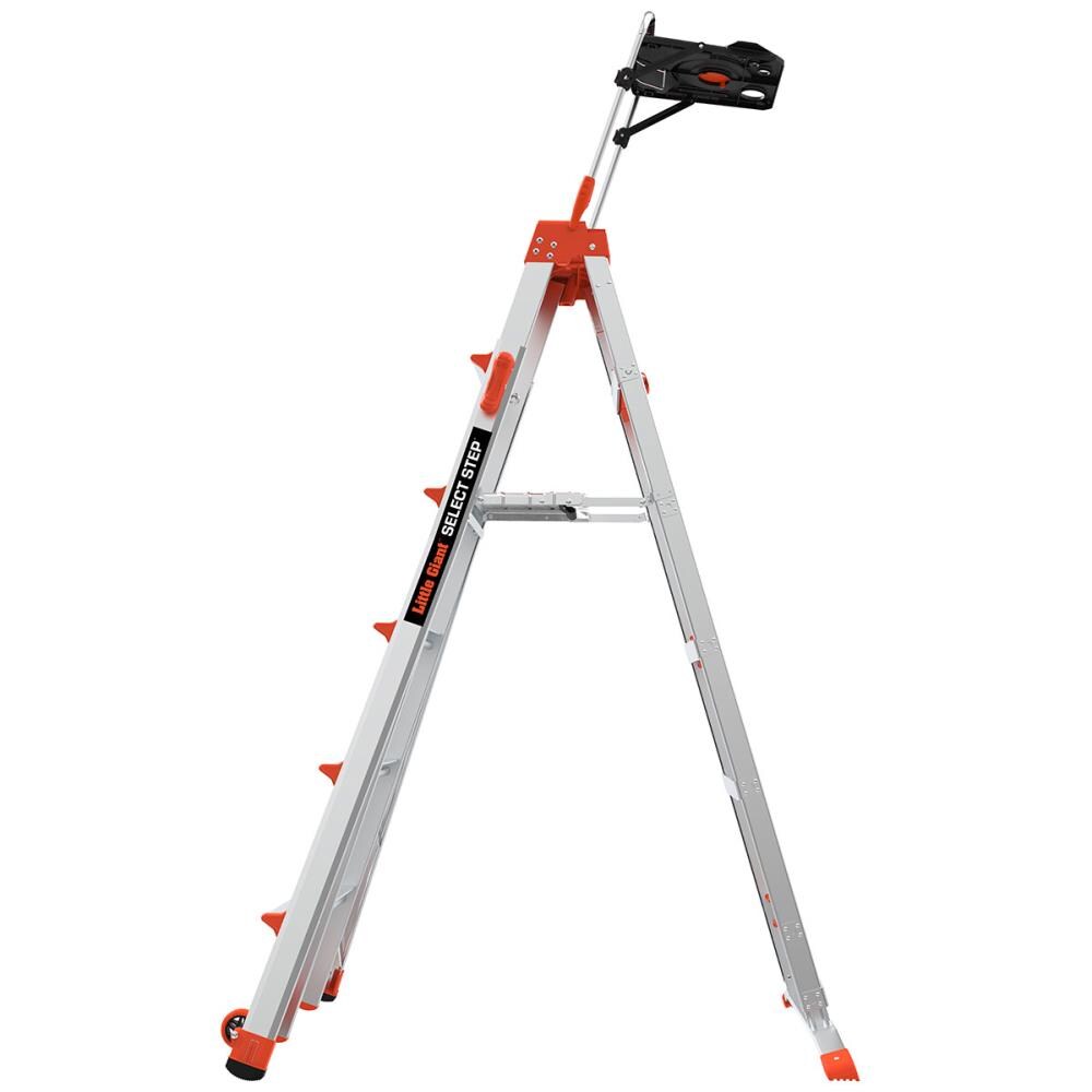 Escalera telescópica Little Giant Ladders Select Step M6 de 10 pies (14.1 pies de altura alcanzable) de aluminio Tipo 1A - Capacidad de carga de 300 lb.
