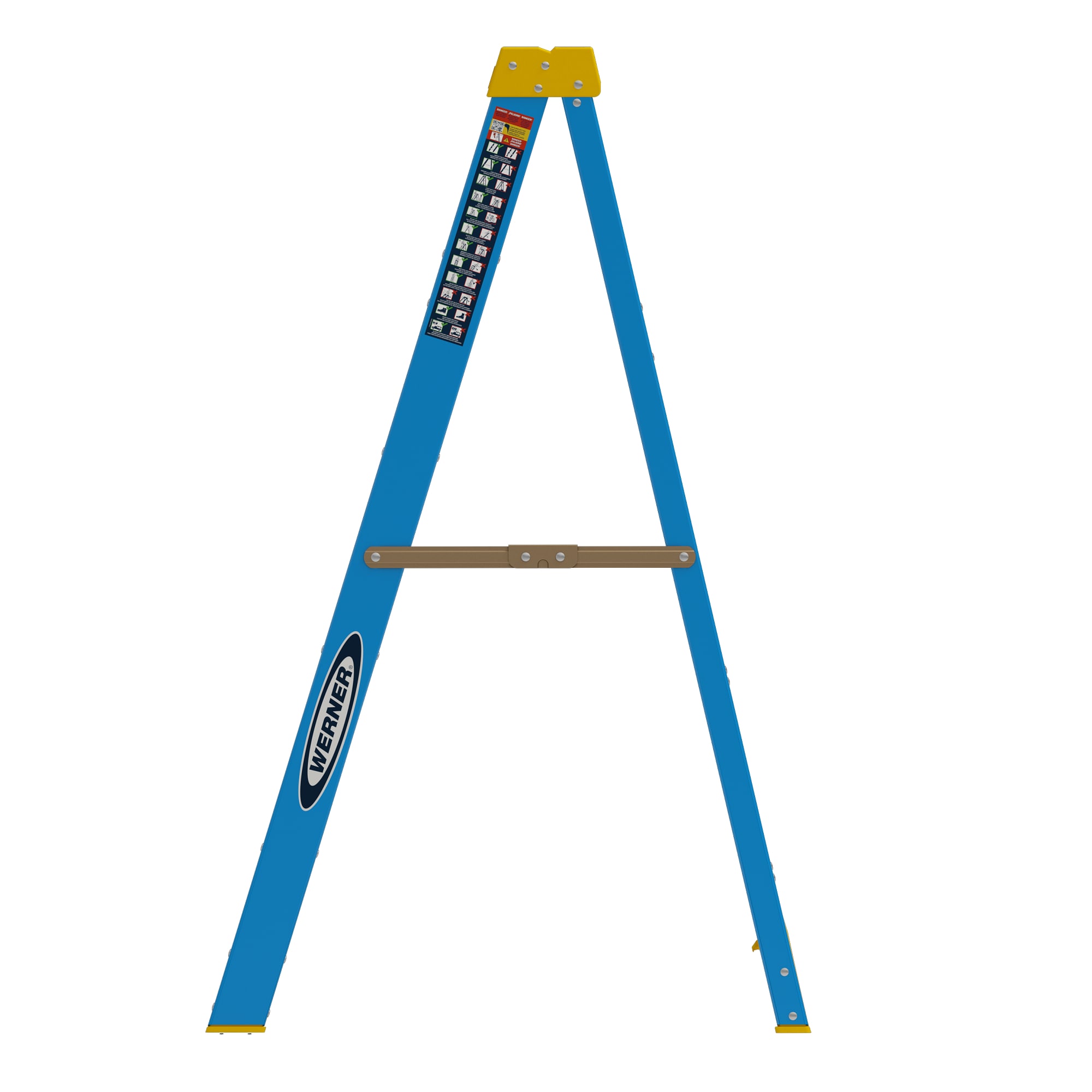 Escalera de fibra de vidrio tipo 1 de 5 pies (altura de alcance de 9 pies) Werner 6000 con capacidad de carga de 250 lbs. Escalera de tijera 6005.