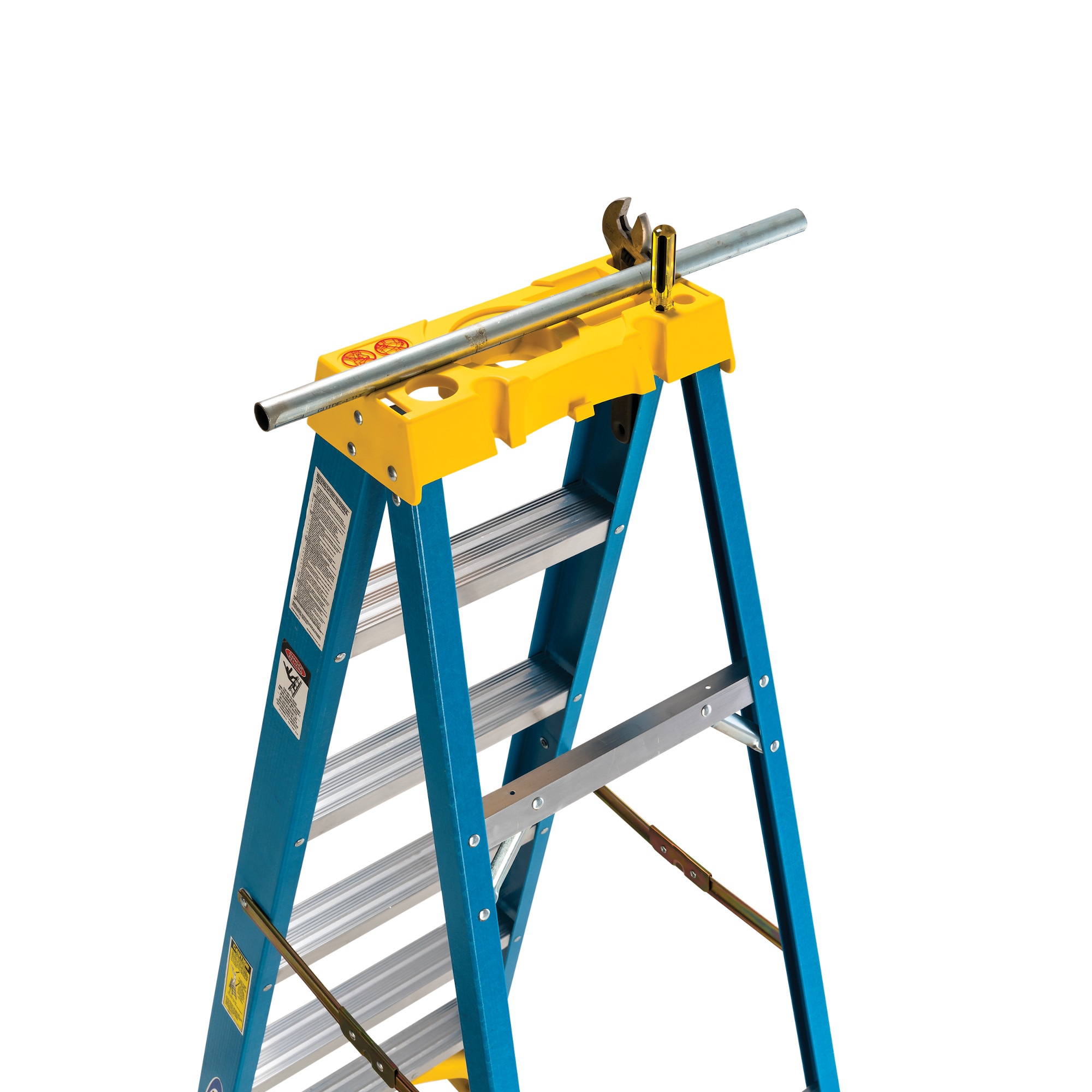 Escalera de fibra de vidrio tipo 1 Werner 6000 de 8 pies (12 pies de altura alcanzable) con capacidad de carga de 250 libras, modelo 6008