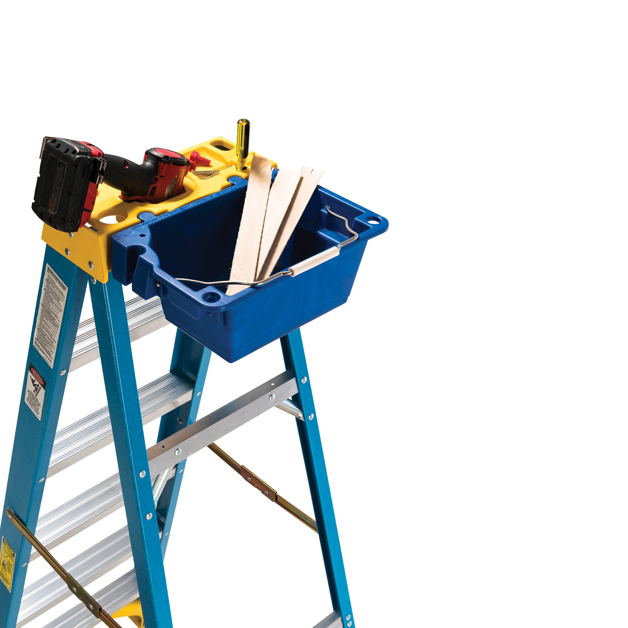 Escalera de fibra de vidrio tipo 1 Werner 6000 de 8 pies (12 pies de altura alcanzable) con capacidad de carga de 250 libras, modelo 6008